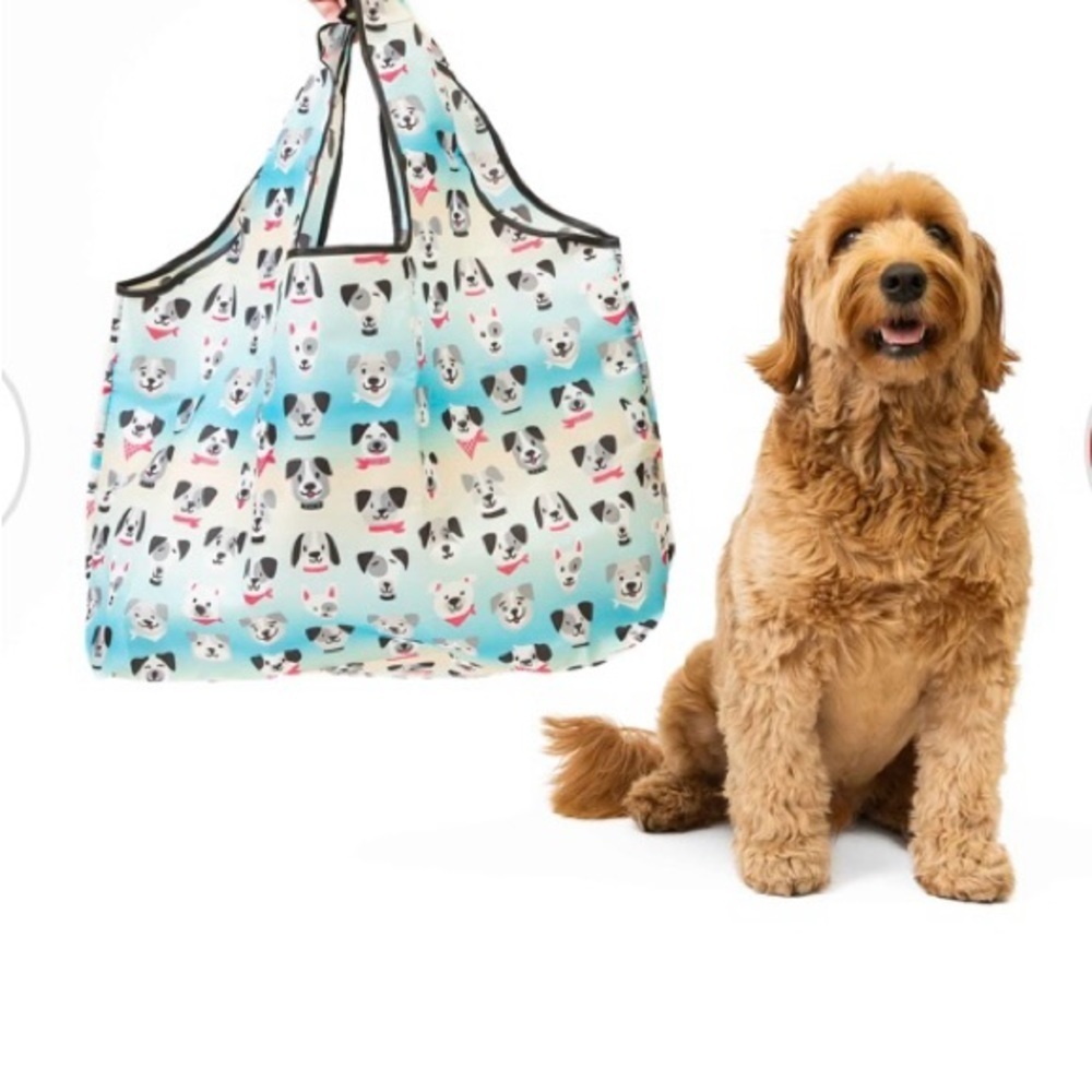 DOGGIE OMBRÉ SHOPPING/TRAVEL SHOULDER BAG. FOLDABLE GROCERY TOTE - Picture 3 of 3